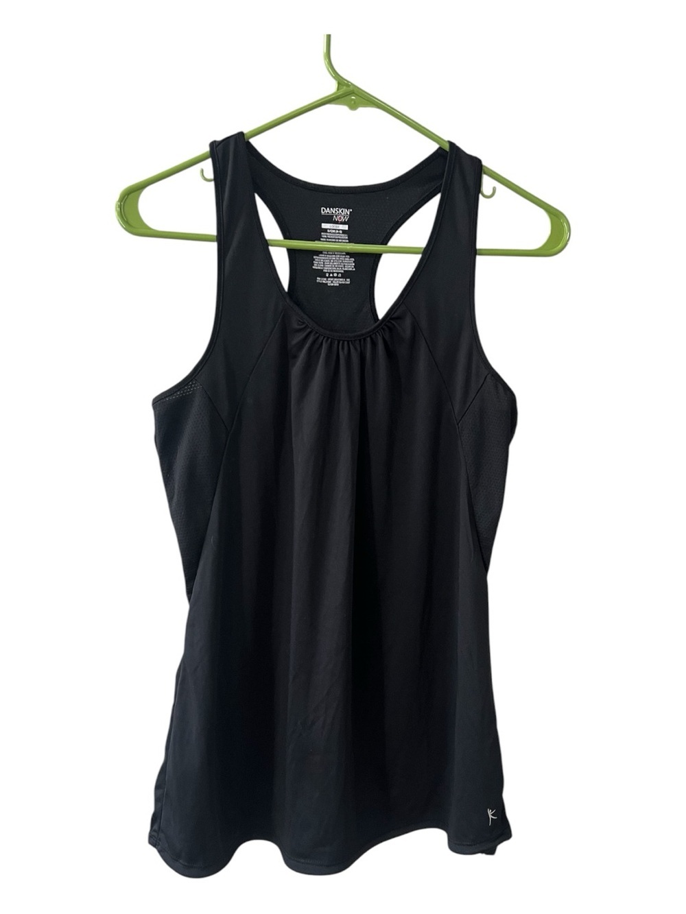 Danskin Now Black Racerback Tank with Mesh Side Panels Size S women
